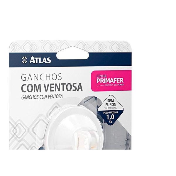 Imagem de Gancho Ventosa Atlas Primafer Branco 1,0Kg Com 01 Peca