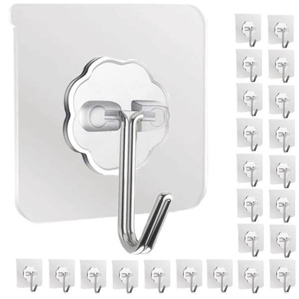 Ganchos adesivos DDMY transparentes reutilizáveis 6 kg à prova d'água 24P Imagem de Ganchos adesivos DDMY transparentes reutilizáveis 6 kg à prova d'água 24P