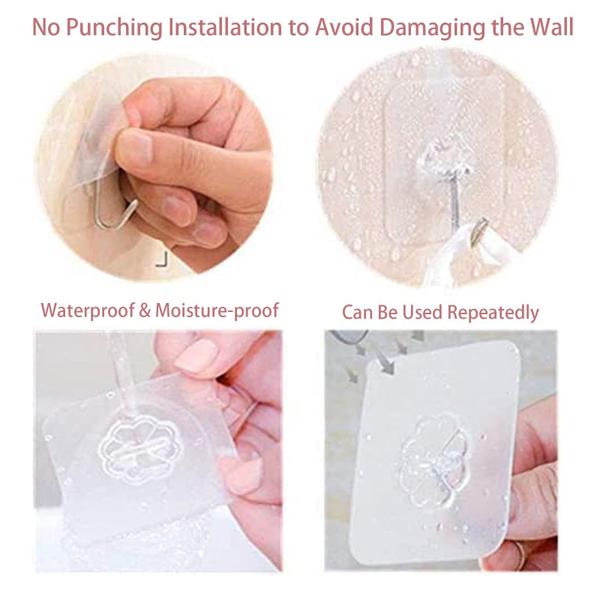 Ganchos adesivos DDMY transparentes reutilizáveis 6 kg à prova d'água 24P Imagem de Ganchos adesivos DDMY transparentes reutilizáveis 6 kg à prova d'água 24P