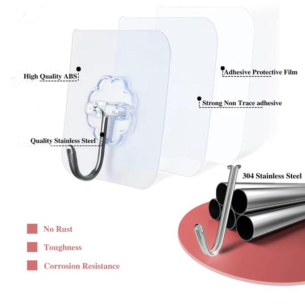 Ganchos adesivos DDMY transparentes reutilizáveis 6 kg à prova d'água 24P Imagem de Ganchos adesivos DDMY transparentes reutilizáveis 6 kg à prova d'água 24P