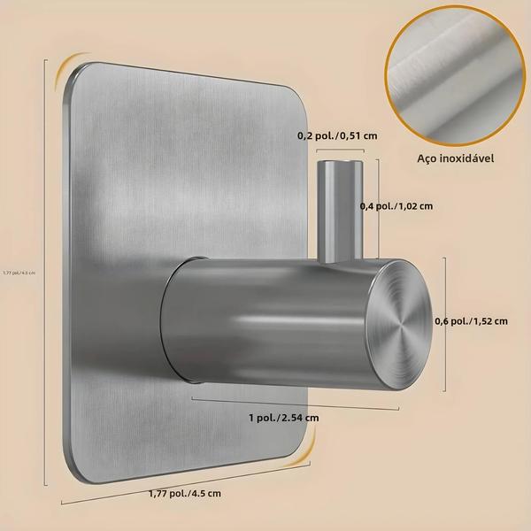 Imagem de Ganchos Adesivos de Aço Inoxidável - Modernos para Banheiro, Cozinha e Mais