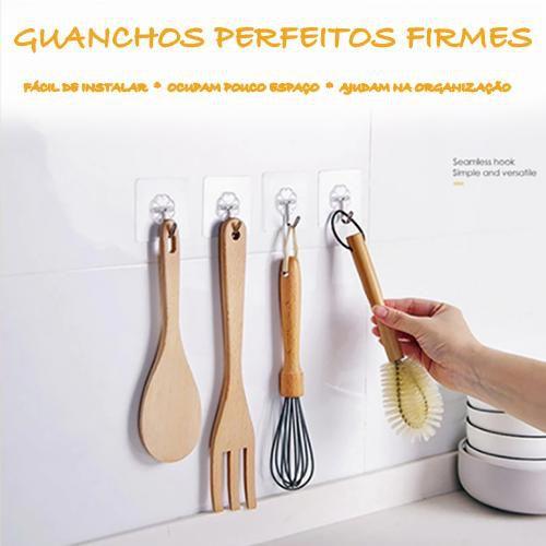 Imagem de Ganchos Adesivos Plástico Kit com 5 Alta fixação Cozinha Banheiro