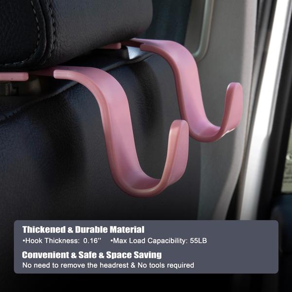 Imagem de Ganchos de encosto de cabeça para carro Amooca Universal Organizer Hanger (rosa)