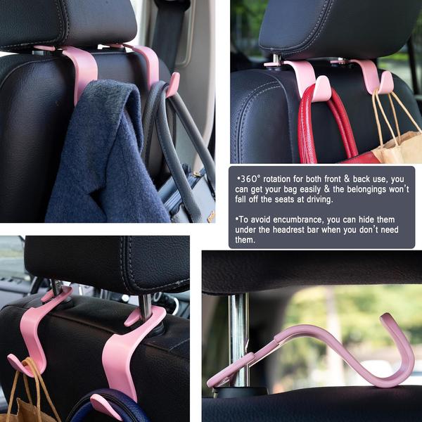 Imagem de Ganchos de encosto de cabeça para carro Amooca Universal Organizer Hanger (rosa)