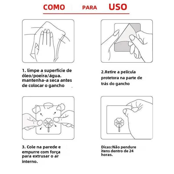 Ganchos de Parede Autoadesivos Transparentes - 10/20 Peças - Cabides de Sucção com Alta Carga Imagem de Ganchos de Parede Autoadesivos Transparentes - 10/20 Peças - Cabides de Sucção com Alta Carga