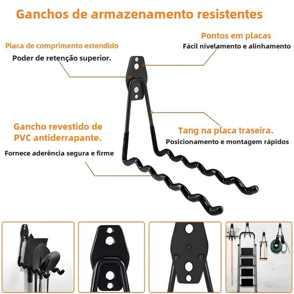 Imagem de Ganchos de Parede Resistentes para Garagem e Cozinha - Organizadores de Armazenamento