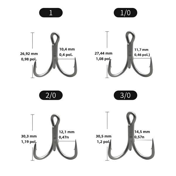 Imagem de Ganchos de Pesca de Aço Carbono Alto - 4x Forte, Farpado e Afiado (8 Tamanhos: 8/0 - 3/0)