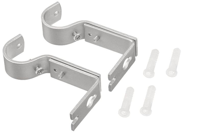 Imagem de Ganchos de suporte de parede com haste de cortina Amazon Basics Silver Nickel