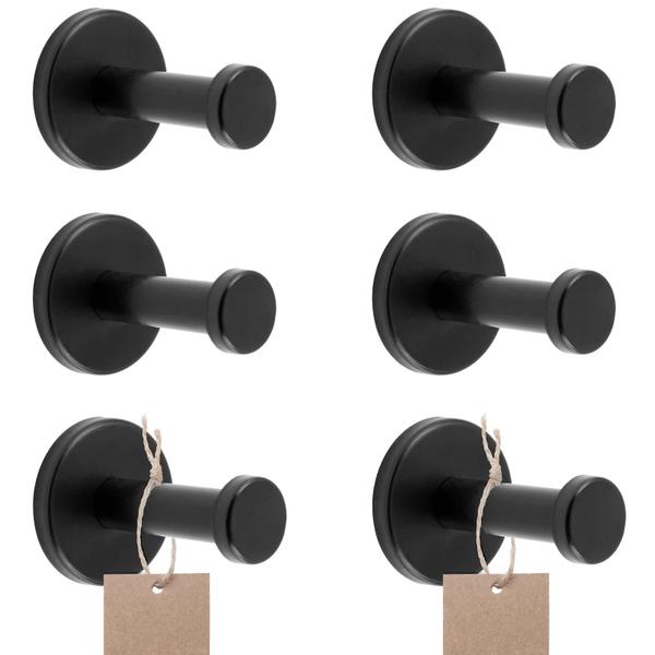 Imagem de Ganchos de toalha de banheiro Conyce Black Stainless Steel 6 PCS