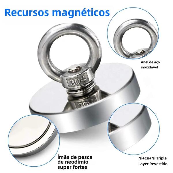 Imagem de Ganchos Magnéticos de Pesca de Neodímio N52 Super Fortes - 16-42mm com Parafuso Escareado