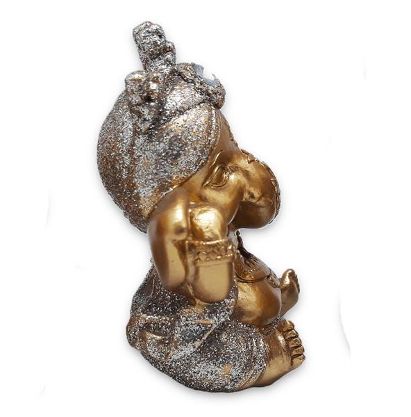 Imagem de Ganesha da Sabedoria Enfeite Ganesha Não Ouço Gold 8 cm