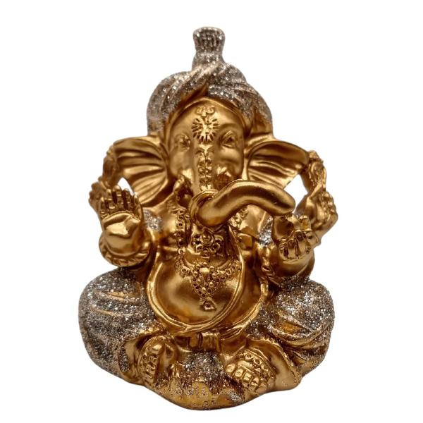 Imagem de Ganesha Deus da Prosperidade Pequeno - Dourado com Brilho