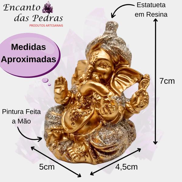 Imagem de Ganesha Deus da Prosperidade Pequeno - Dourado com Brilho