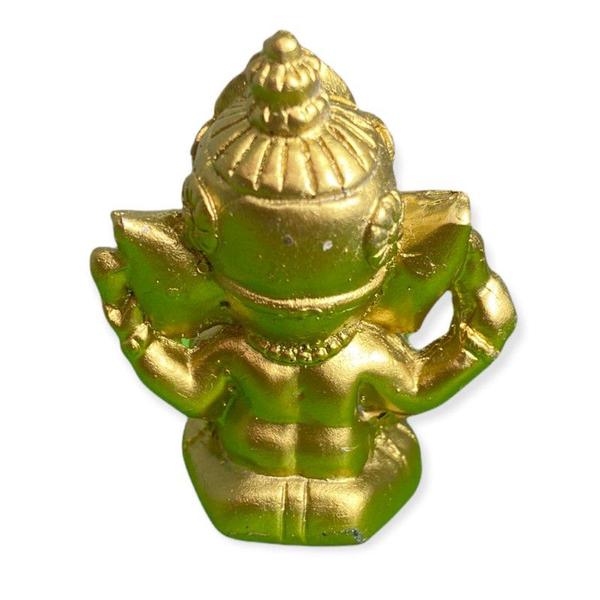 Imagem de Ganesha Meditando Sentado Dourado em Resina 5 cm