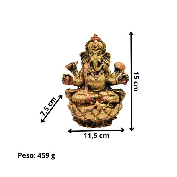 Imagem de Ganesha Na Flor De Lótus Resina Decoração 15 Cm