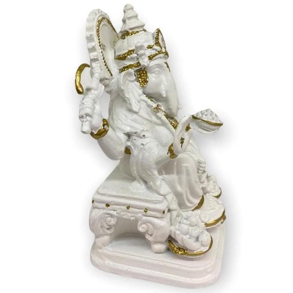 Imagem de Ganesha Prosperidade Branco Em Resina 15 Cm