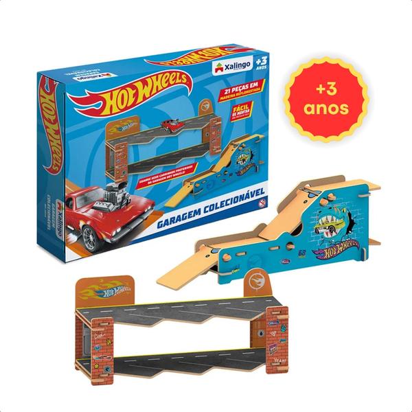 Imagem de Garagem 2 Andares Playset Hot Wheels Colecionável com Rampa Diversão garantida! 21 Peças - Xalingo 23276