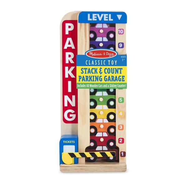 Imagem de Garagem de estacionamento Melissa & Doug Stack & Count com 10 carros