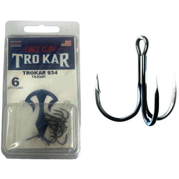 Imagem de Garatéia Anzol de Pesca Pescaria Eagle Claw TRO-KAR TK934P 3X C/6un Tam 06