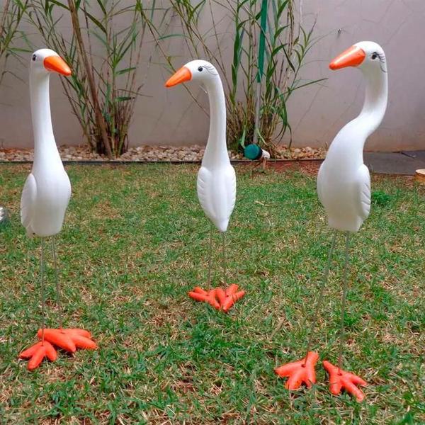 Imagem de Garça Branca Grande Em Cerâmica Decorativa Casa E Jardim