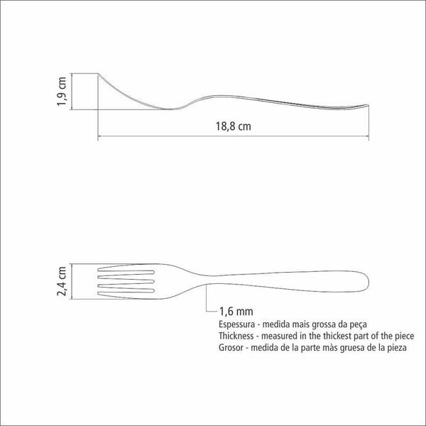 Imagem de Garfo de mesa tramontina havaí em aço inox