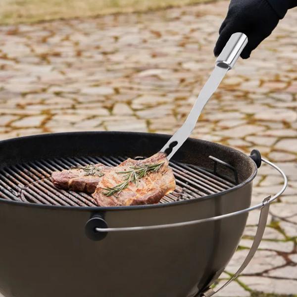 Imagem de Garfo grande para churrasco com cabo longo em aço inox utensílio cozinha grelha grelhados trinchante