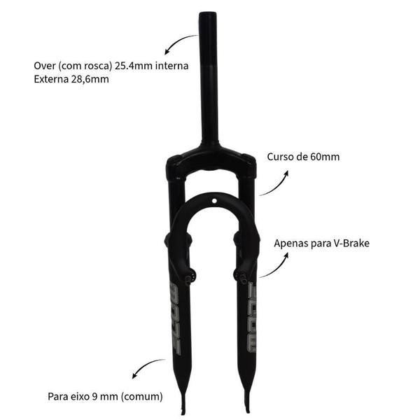 Imagem de Garfo Suspensão Amortecedor Bike Aro 26 V-Brake 25,4Mm