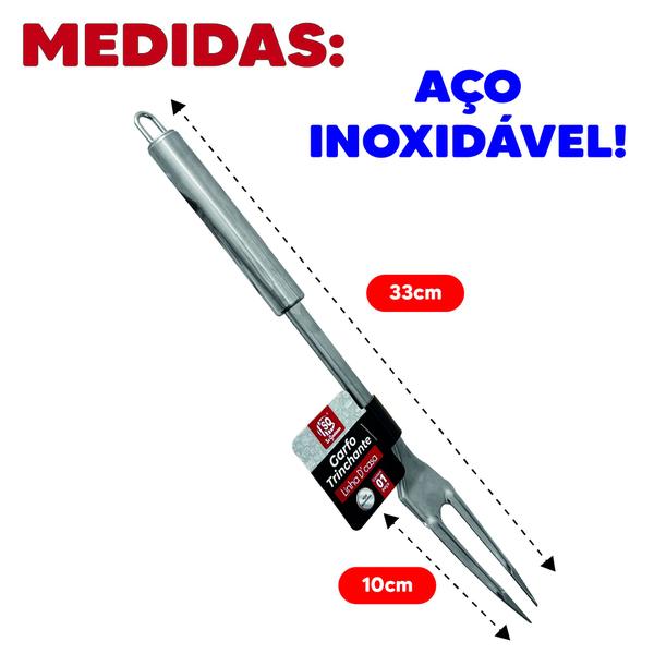 Imagem de Garfo Trinchante para Churrasco Carne Cozinha 33cm Aço Inox