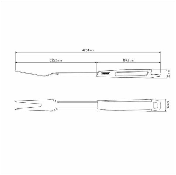 Imagem de Garfo trinchante tramontina churrasco black com lâmina em aço inox e cabo de polipropileno preto