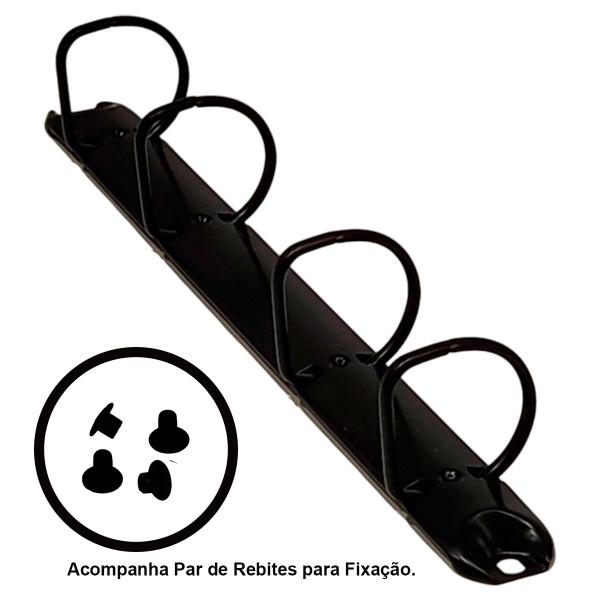 Imagem de Garra para Fichário A5 - 04 Argolas D 25MM - Black