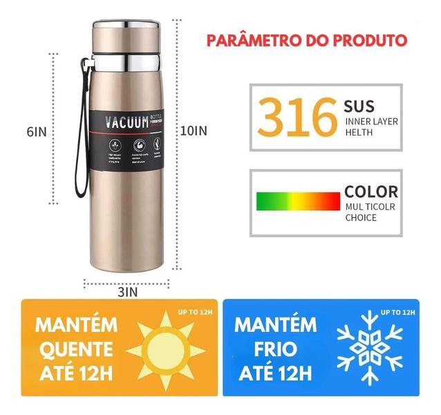 Imagem de Garrafa 1litro Inox Fitness Água Academia Verão Top Trabalho