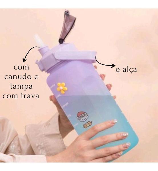 Imagem de Garrafa 2L Estampada Controle de Consumo Acompanha Adesivos 