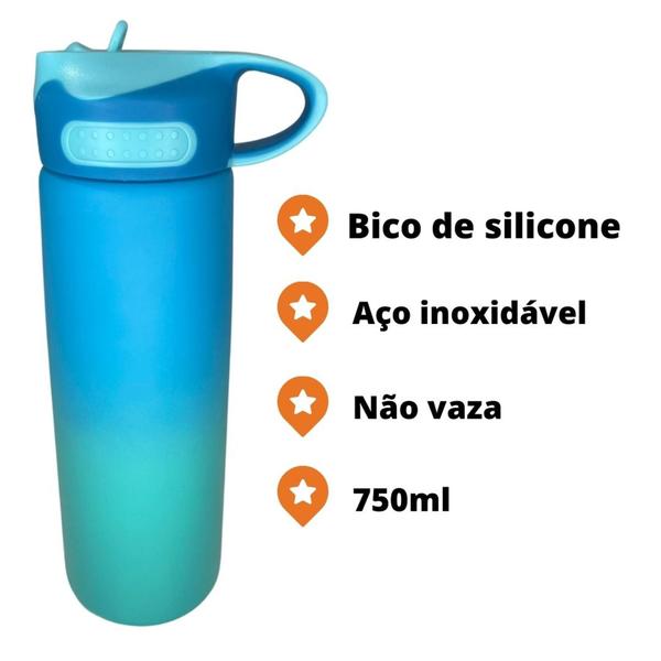 Imagem de Garrafa aço inox 750ml. Não vaza. Aço inoxidável. Esportes, academia, corrida, caminhada, escola.