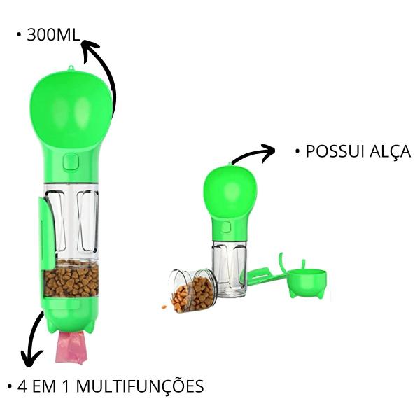 Imagem de Garrafa Água 5em1 Porta Ração Saquinho Cão Gato Pet Viagem