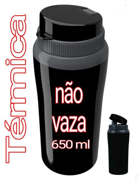 Imagem de Garrafa agua academia preta 650ml termica 5 a 6 Horas