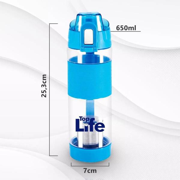 Imagem de Garrafa Água Alcalina Top Life Squeeze Portátil 650ml