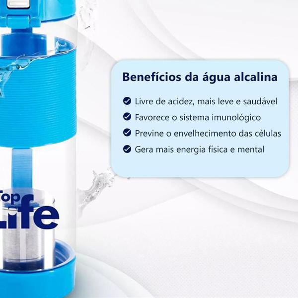 Imagem de Garrafa Água Alcalina Top Life Squeeze Portátil 650ml