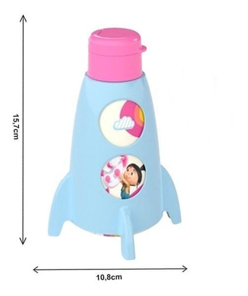 Imagem de Garrafa Agua Infantil Escolar 320Ml Foguete Minions