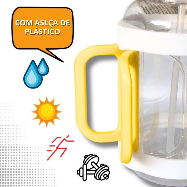 Imagem de Garrafa Anti Vazamento Alça 1600ml Squeeze E Mini Galão Água Amarelo