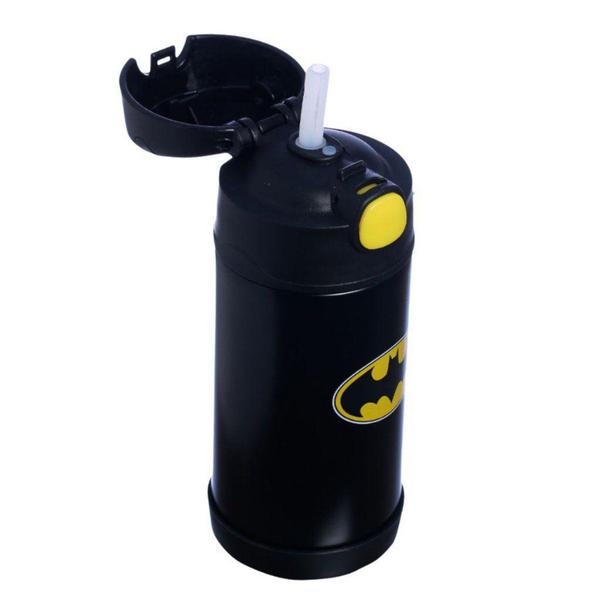 Imagem de Garrafa Batman Logo Térmica Infantil Metal Com Canudo De Silicone 400ML Oficial DC - Zona Criativa