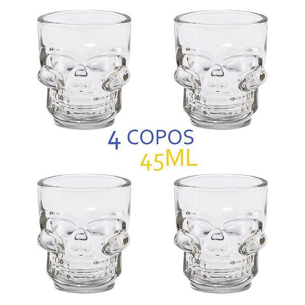 Imagem de Garrafa Caveira 750ml + 4 Copos Caveira 45ml Bebidas 