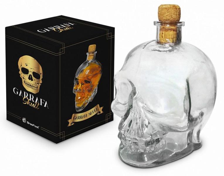 Imagem de Garrafa Caveira 750ml Para Bebidas Whisky Licor Vodca Etc