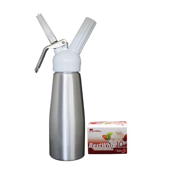 Garrafa Chantilly Alp 500ml Prata 10 Cáp Gas N20 Bestwhip - Best Whip Imagem de Garrafa Chantilly Alp 500ml Prata 10 Cáp Gas N20 Bestwhip