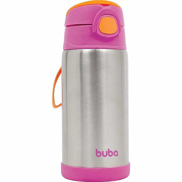 Imagem de Garrafa com Canudo - Aço Inox - Térmica - 400ml - Rosa - Buba