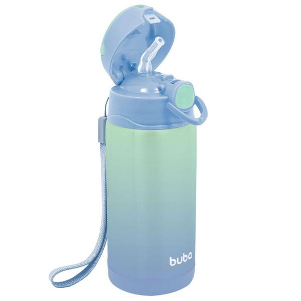 Imagem de Garrafa Copo Infantil Térmico Parede Dupla com Canudo Buba Azul 400ml