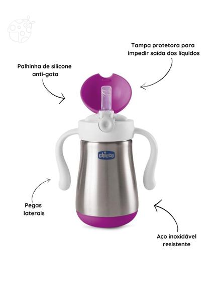 Imagem de Garrafa copo termico aco inox power 18m+ infantil chicco 