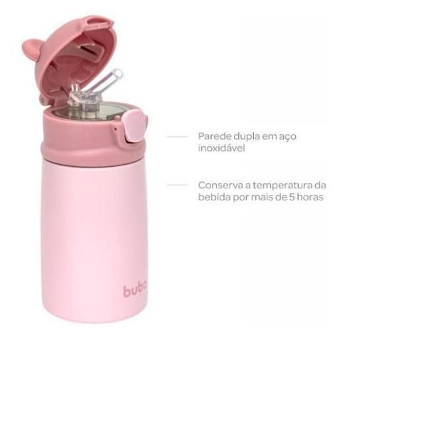 Imagem de Garrafa Copo Termico Parede Dupla Ursinho Rosa Buba 320Ml