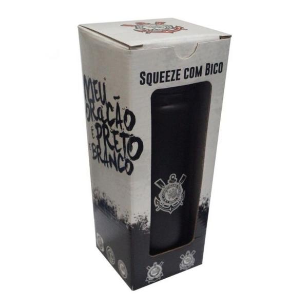 Imagem de Garrafa Corinthians Squeeze Com Bico Alumínio 600ml Preta Oficial