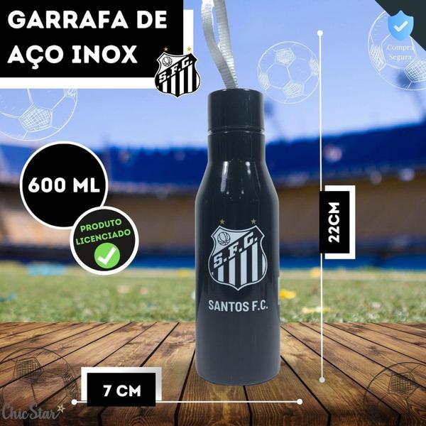 Imagem de Garrafa de Aço Inox Santos FC com Alça 600ml Original Lançamento Oficial  - Mileno