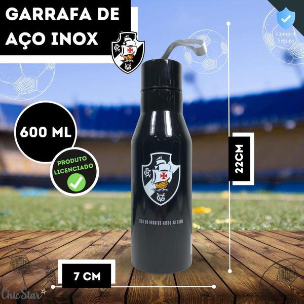 Imagem de Garrafa de Aço Inox Vasco da Gama com Alça 600ml Original Lançamento Oficial  - Mileno